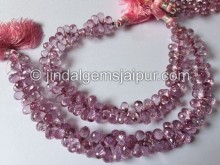 Pink Topaz Faceted Drops Shape Beads